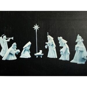180° Porcelain Origami Nativity Set 9 pc White Modern Open Box Christmas New